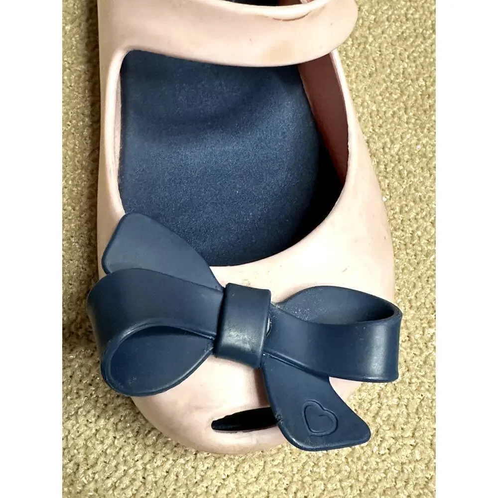Mini Melissa Pink Blue Mary Jane Rubber Ultragirl Bow Flat Toddler Size 7